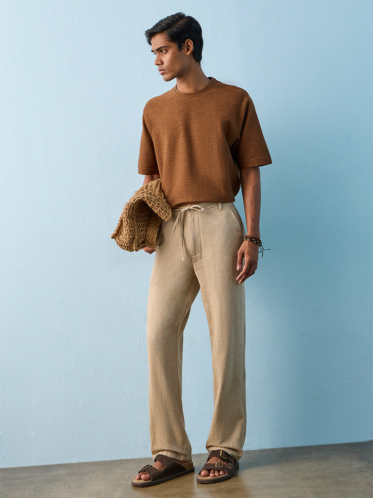 ETA Taupe Relaxed-Fit Mid-Rise Chinos