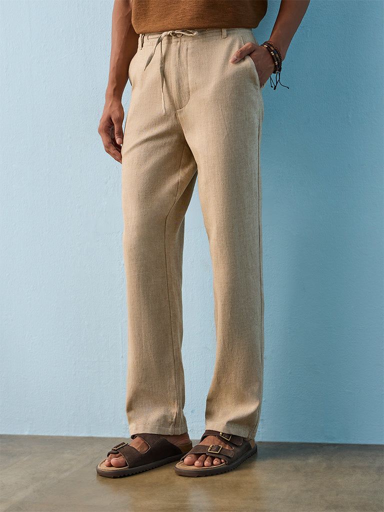 ETA Taupe Relaxed-Fit Mid-Rise Chinos