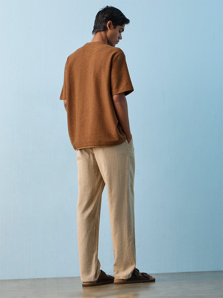 ETA Taupe Relaxed-Fit Mid-Rise Chinos
