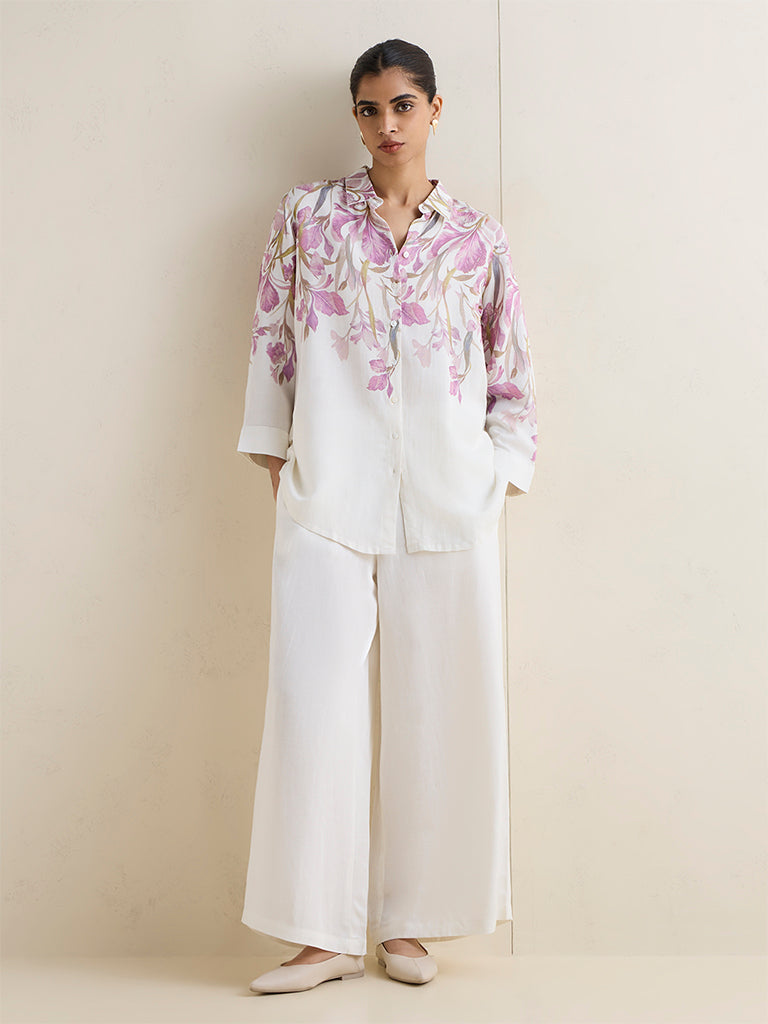 Zuba White Botanical Design Tunic