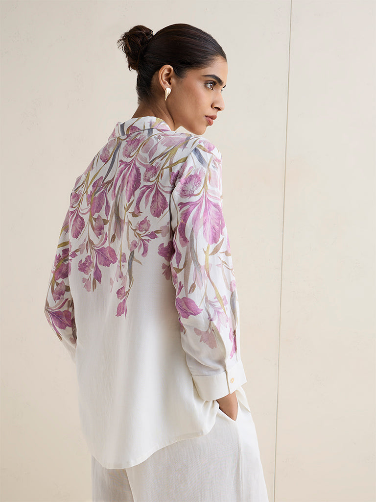 Zuba White Botanical Design Tunic