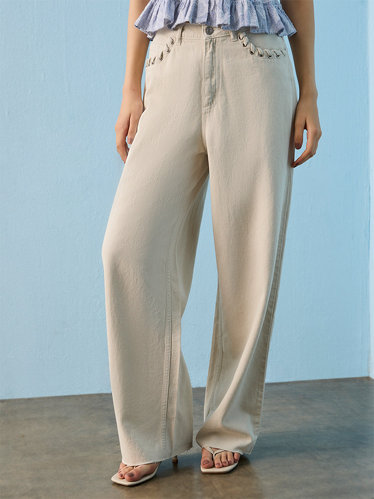 Nuon Light Beige High-Rise Jeans