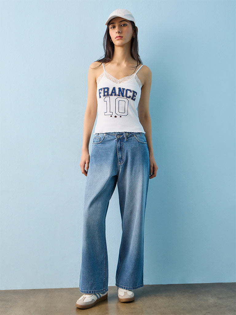 Nuon Blue Washed High-Rise Jeans