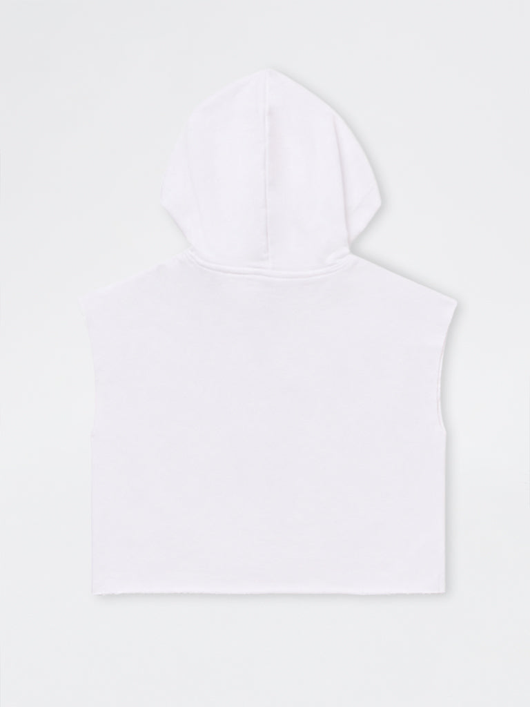 Girls White Text Embroidered Cotton-Blend Sweatshirt