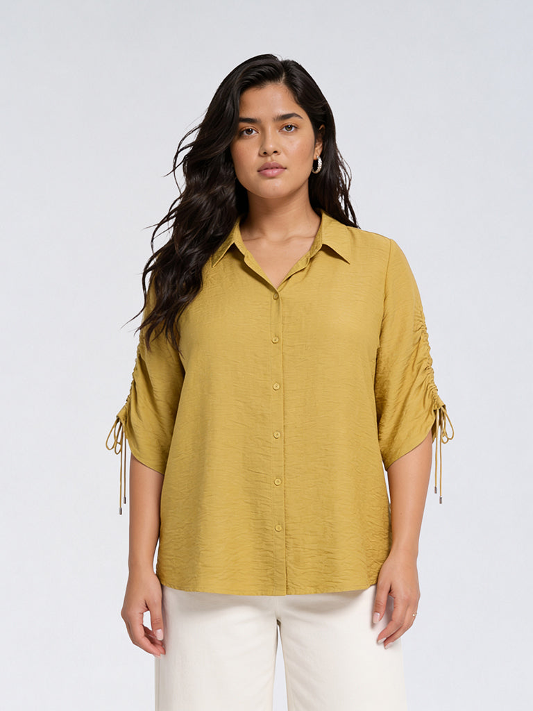 Gia Lime Crinkle-Textured Shirt