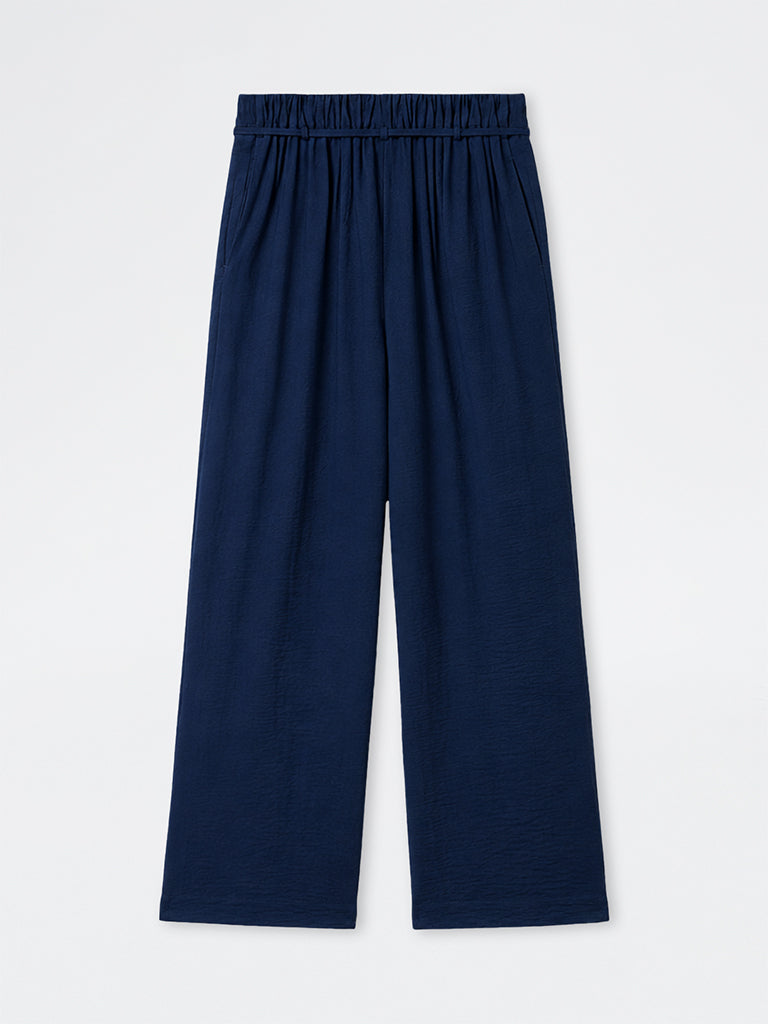 Gia Navy High-Rise Trousers with Belt