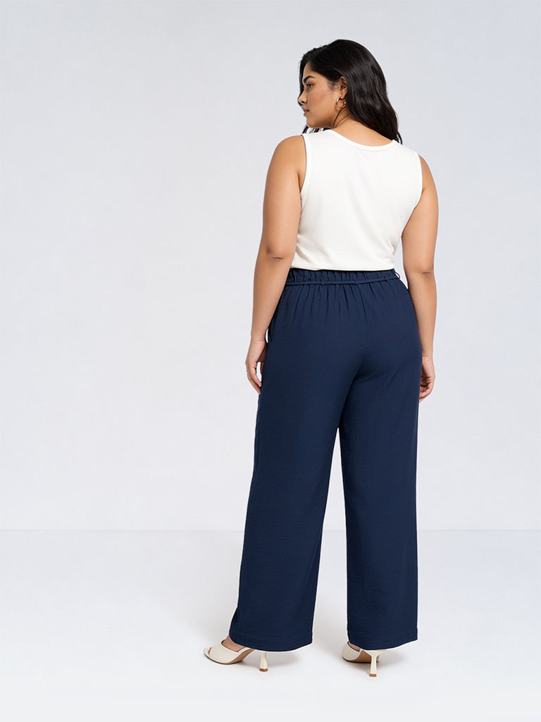 Gia Navy High-Rise Trousers with Belt