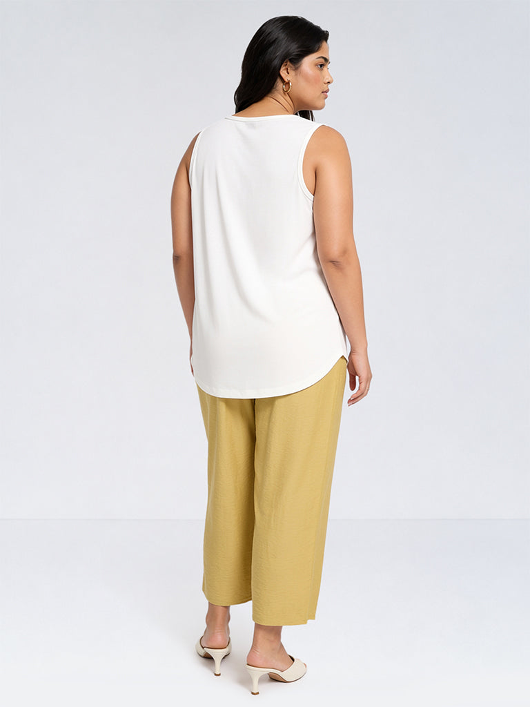 Gia Mustard Crinkle-Textured Trousers with Belt