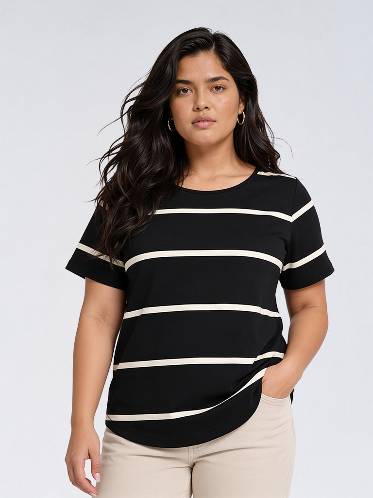 Gia Black Striped T-Shirt