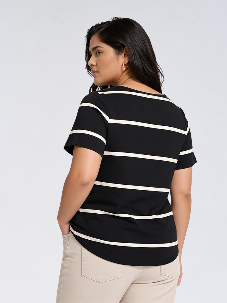 Gia Black Striped T-Shirt