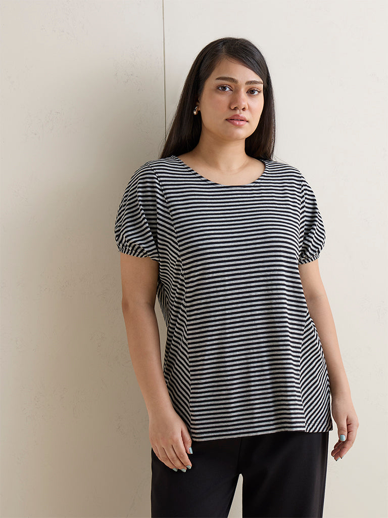 Gia Grey Striped Top