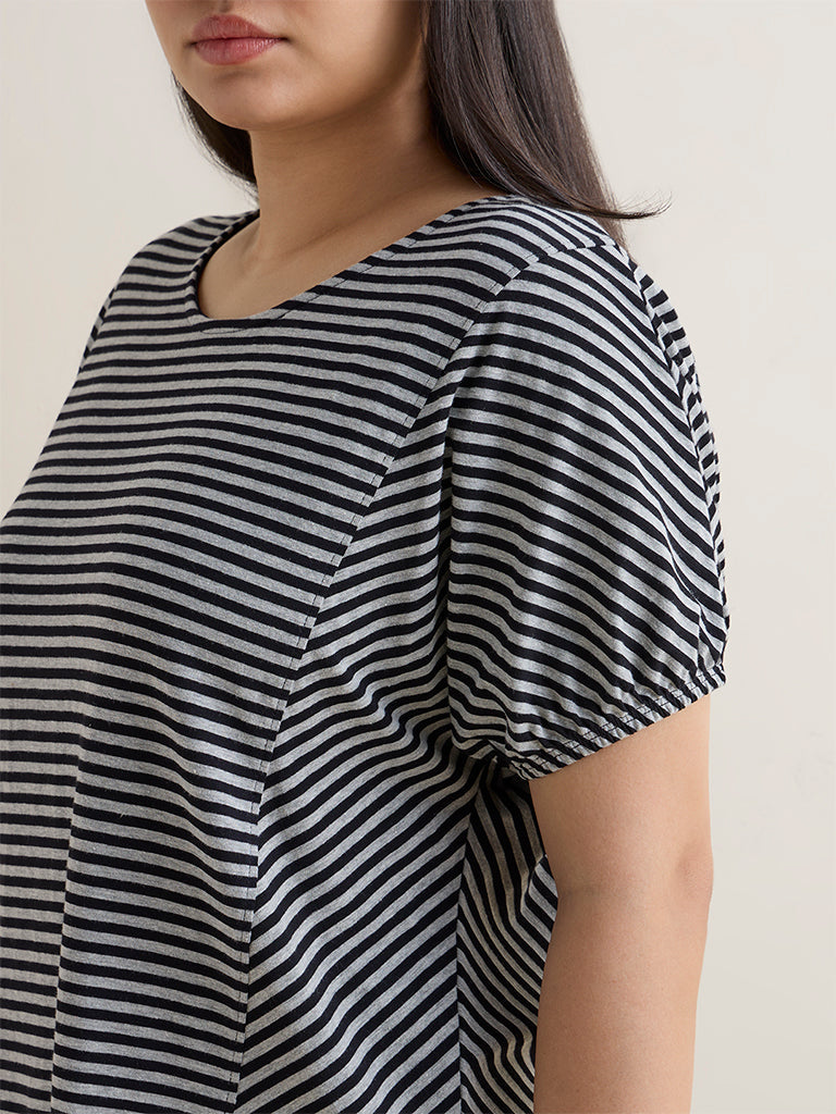Gia Grey Striped Top