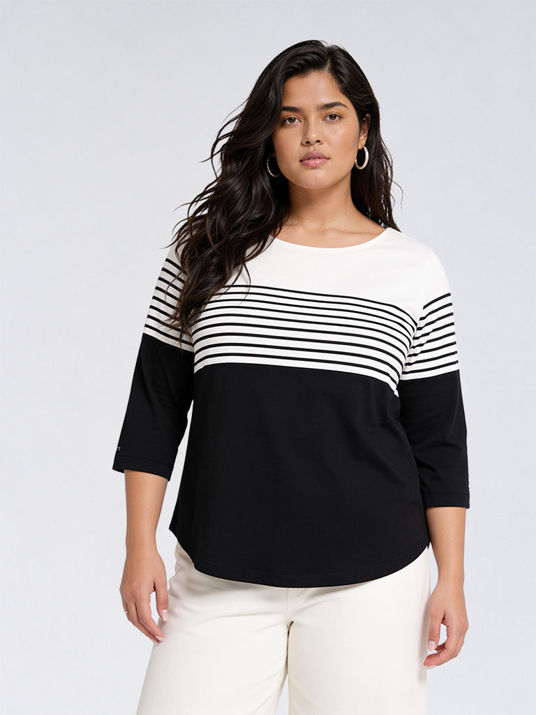 Gia Black Striped T-Shirt