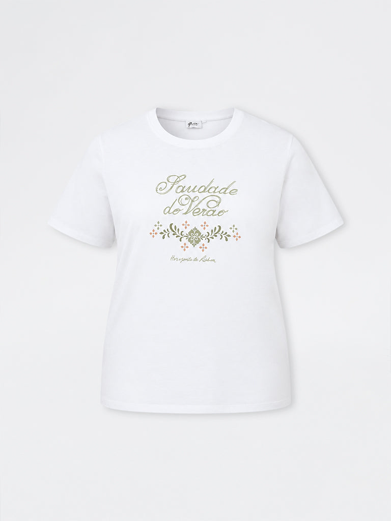 Gia White Typographic Cotton T-Shirt