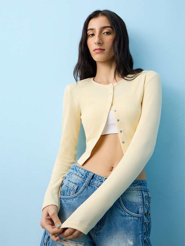 Nuon Light Yellow Ribbed Top