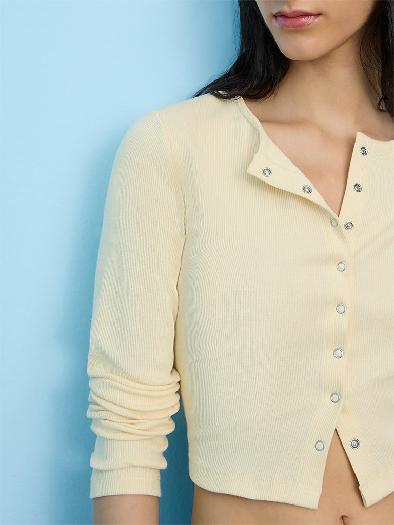 Nuon Light Yellow Ribbed Top