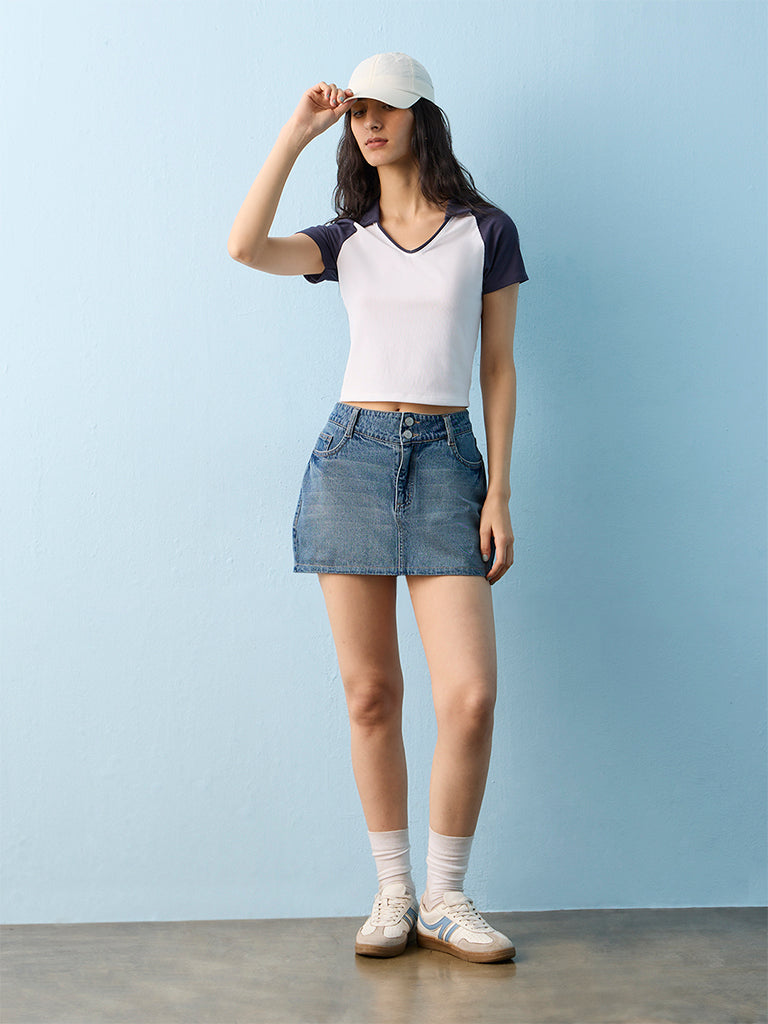 Nuon Navy Contrast Design T-Shirt