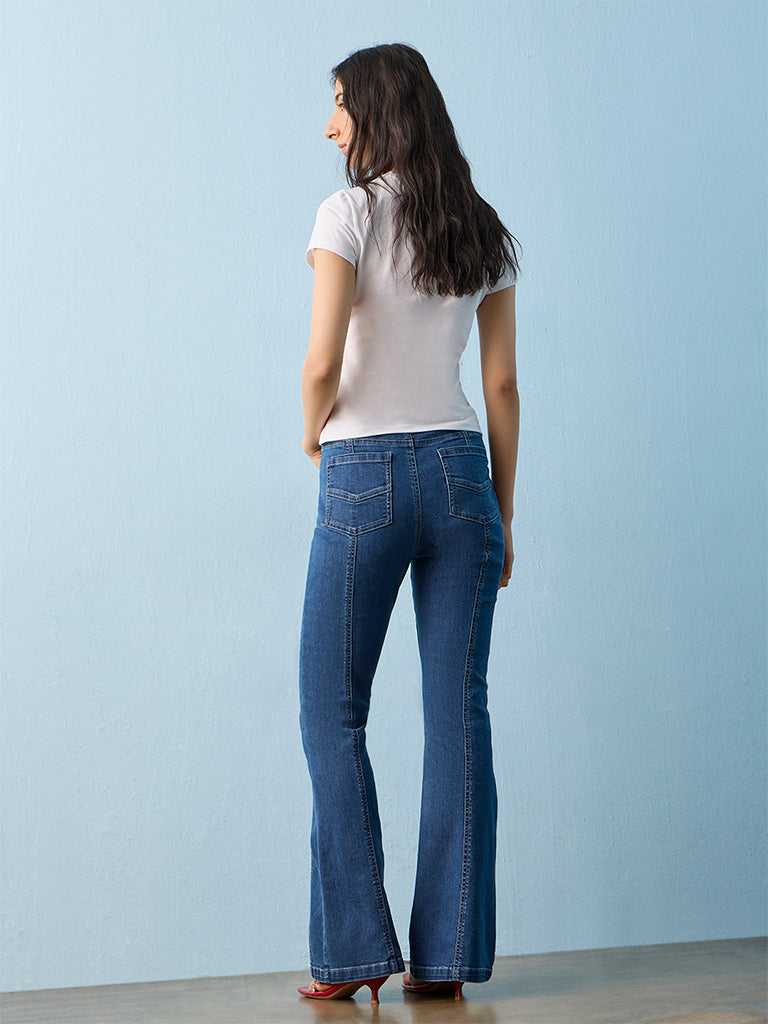 Nuon Blue High-Rise Flared Jeans
