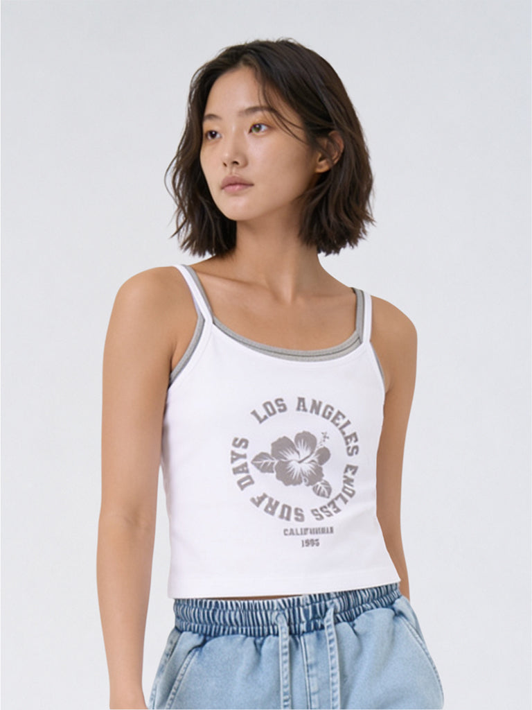 Girls White Graphic Printed Cotton-Blend Top
