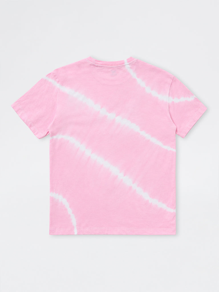Girls Pink Tie-Dye Printed Cotton T-Shirt