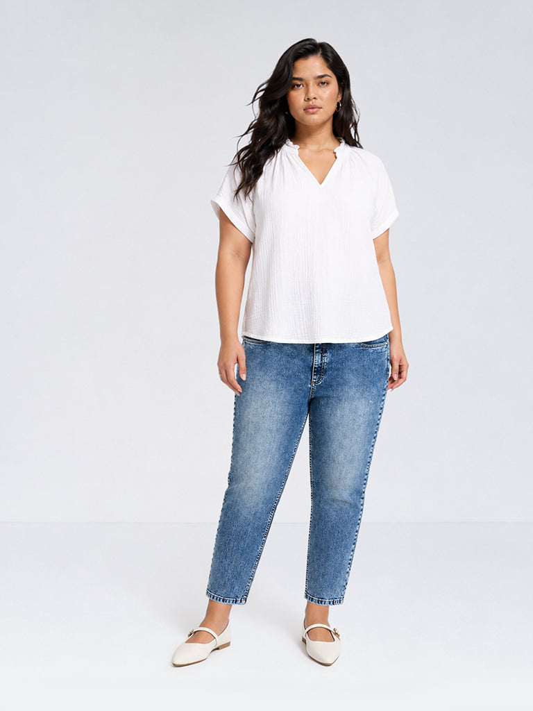 Gia Blue Faded Effect High-Rise Skinny Jeans