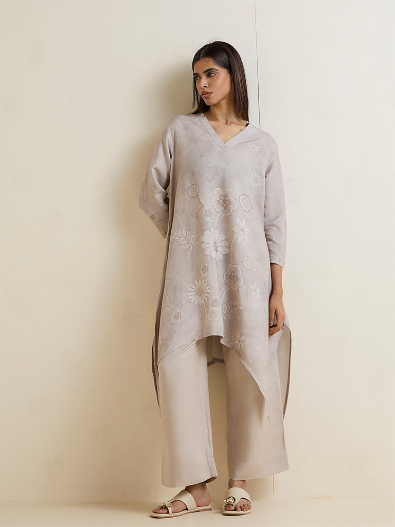 Zuba Light Beige Solid Pants