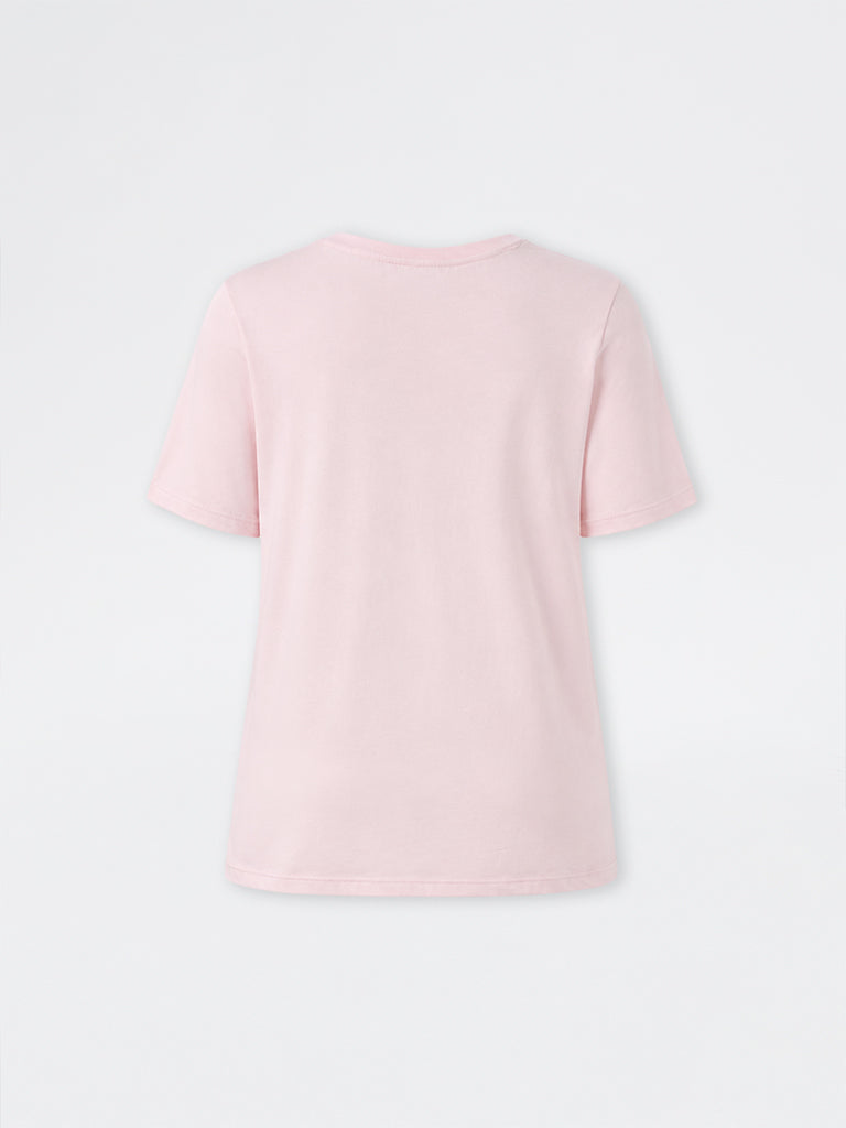 Gia Light Pink Botanical Pattern Cotton T-Shirt