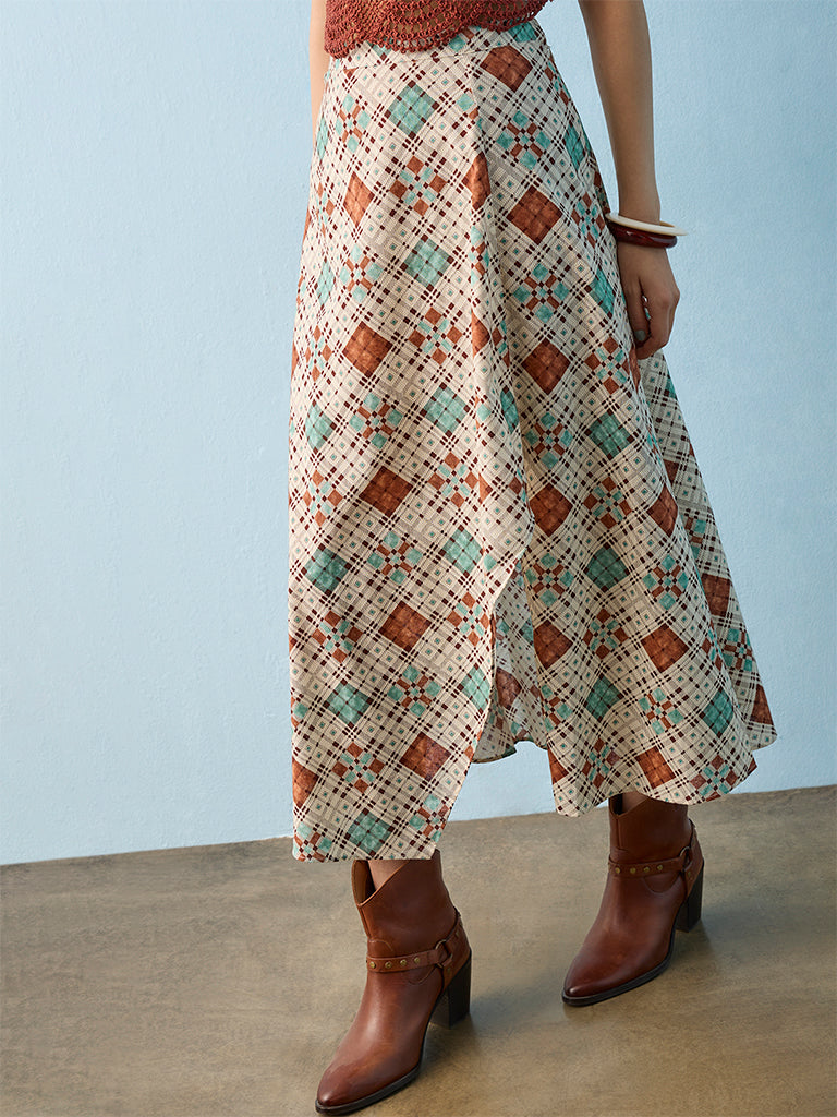 Bombay Paisley Multicolour Printed High-Rise Cotton-Blend Skirt