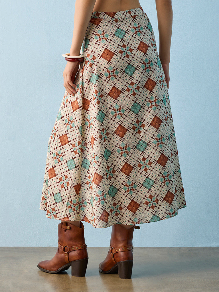 Bombay Paisley Multicolour Printed High-Rise Cotton-Blend Skirt