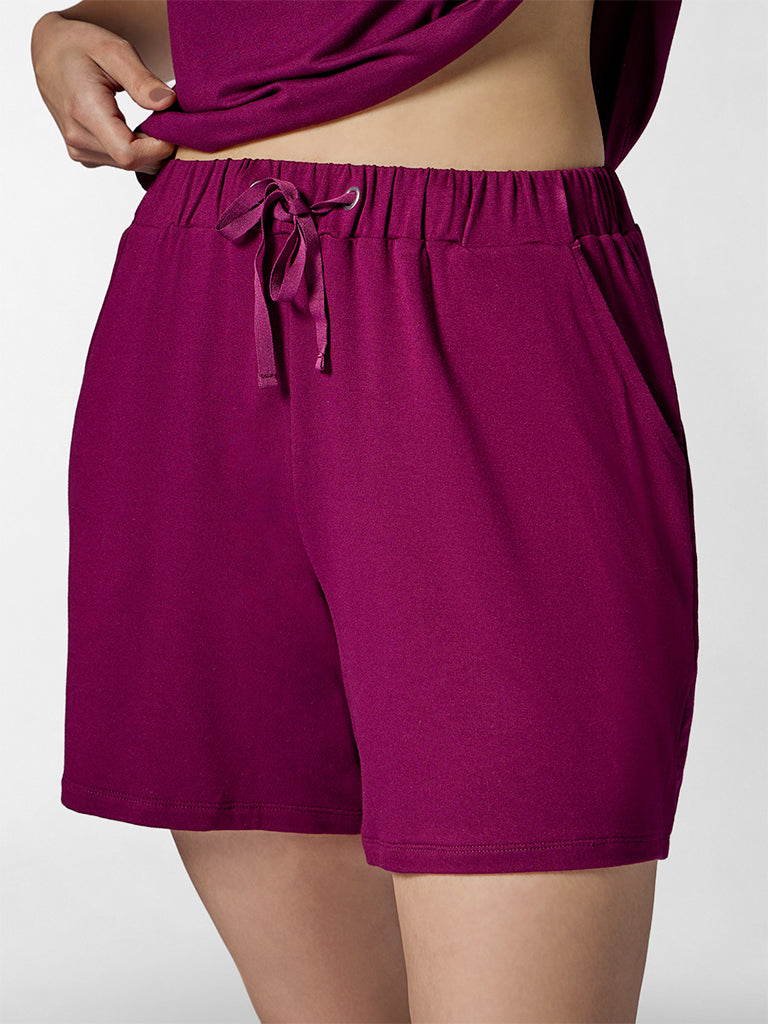 Wunderlove Dark Magenta High-Rise Shorts