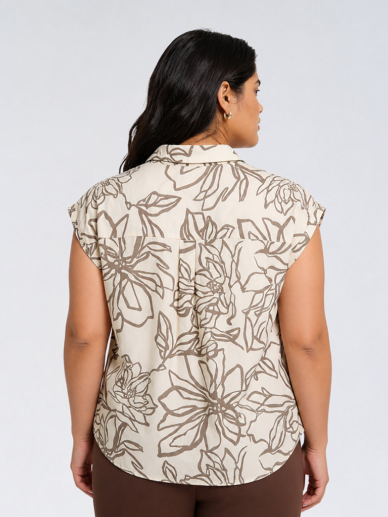 Gia Beige Floral Detailed Blouse