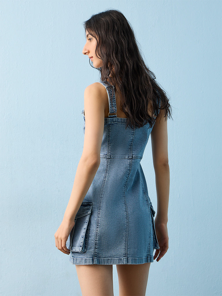 Nuon Blue A-Line Denim Dress