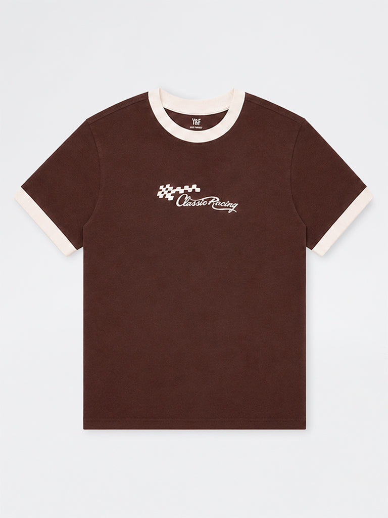 Boys Brown Text-Detailed Cotton T-Shirt