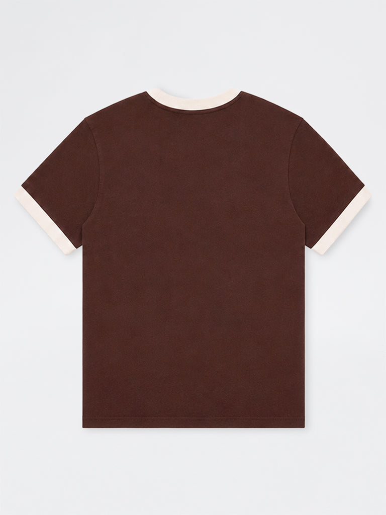 Boys Brown Text-Detailed Cotton T-Shirt