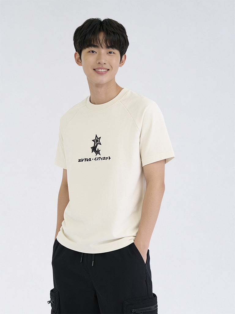 Boys Off-White Embroidered Cotton-Blend T-Shirt