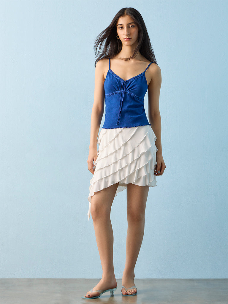 Nuon Blue Cotton-Blend Top