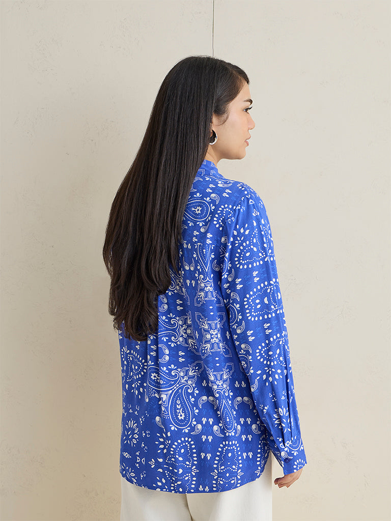 Gia Blue Paisley Printed Shirt