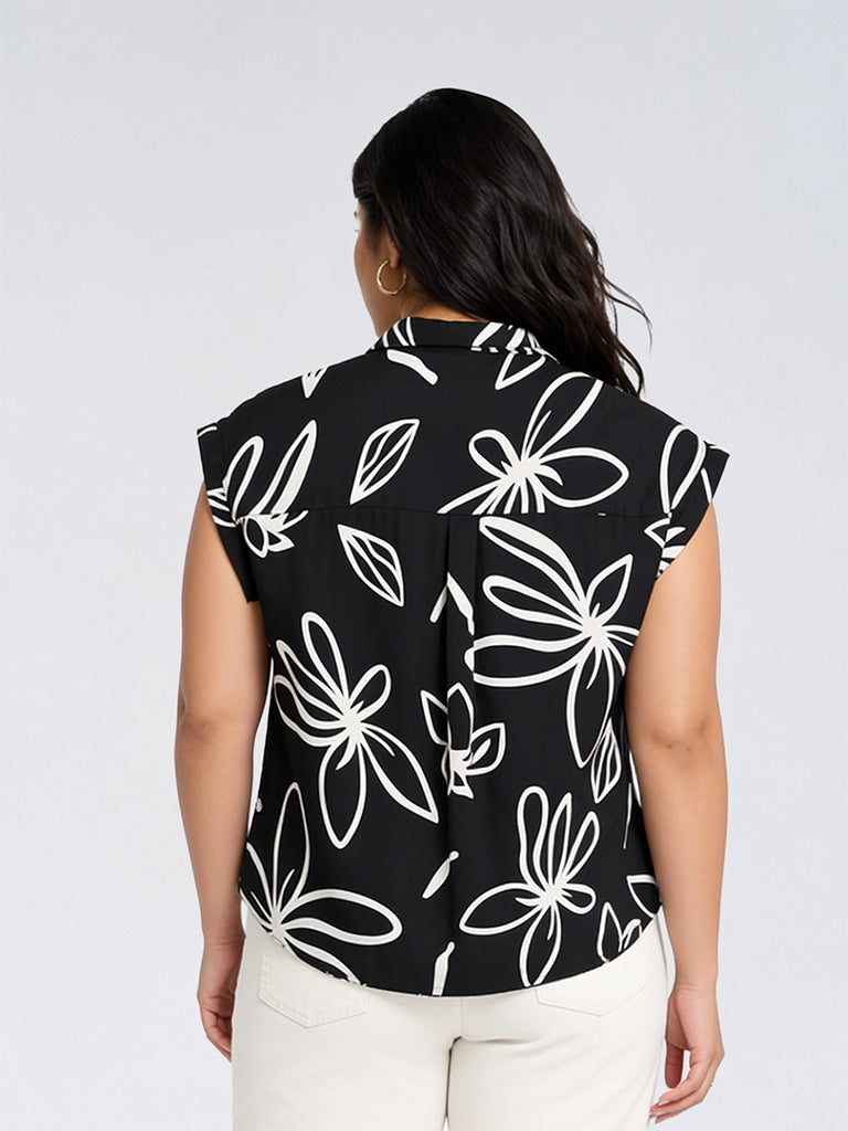 Gia Black Floral Printed Blouse