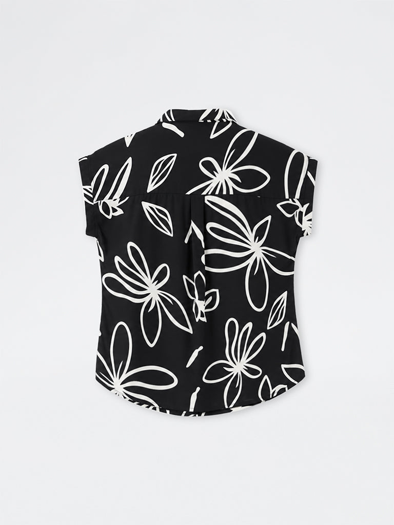 Gia Black Floral Printed Blouse