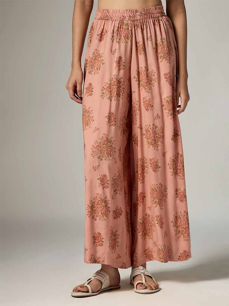 Zuba Peach Floral Design Pants