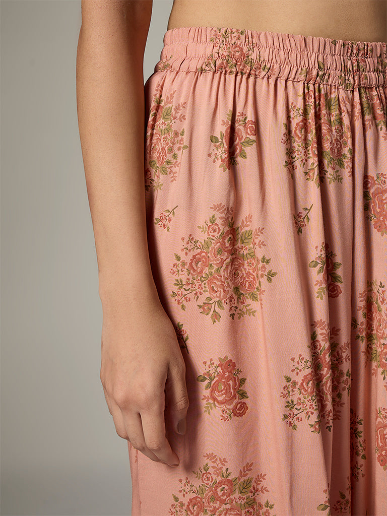 Zuba Peach Floral Design Pants