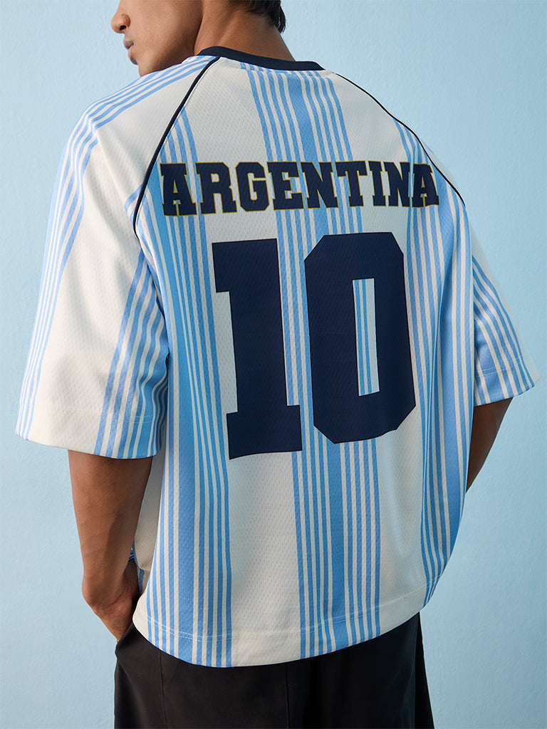 Nuon Blue and White Argentina Football T-Shirt