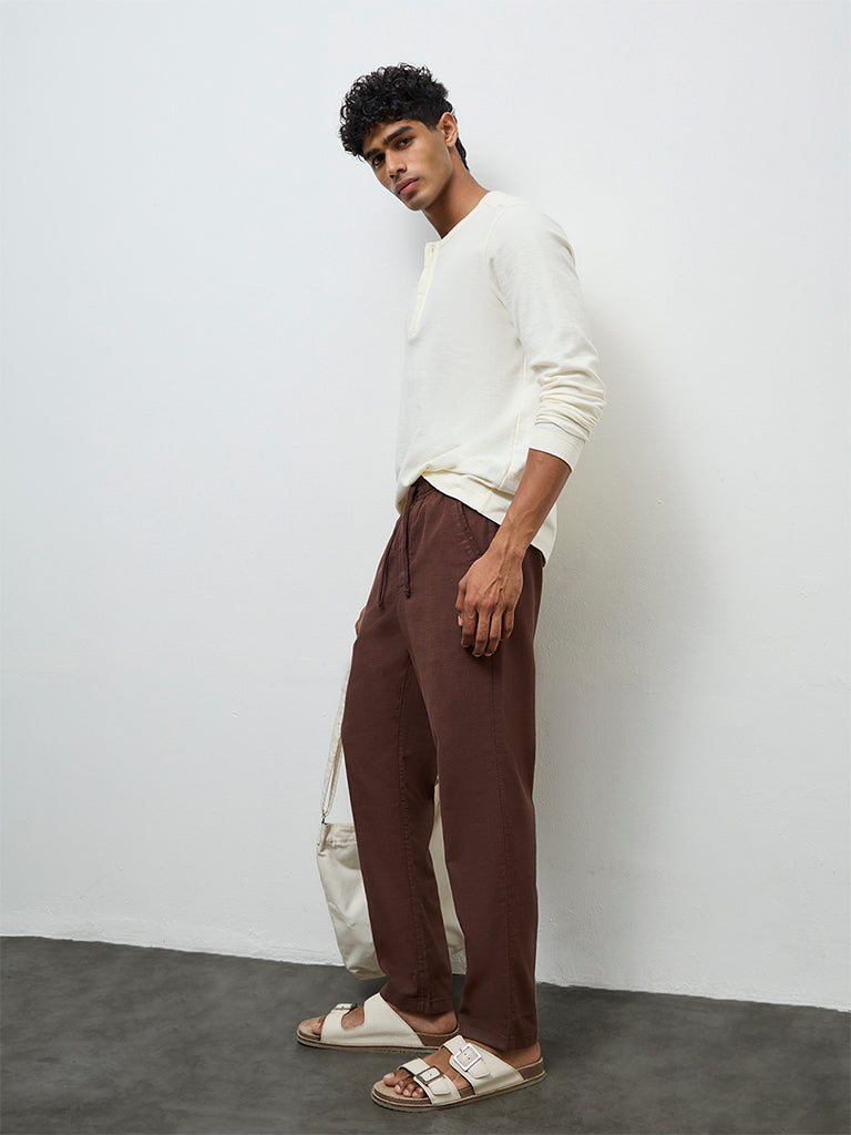 ETA Brown Relaxed-Fit Mid-Rise Cotton Chinos