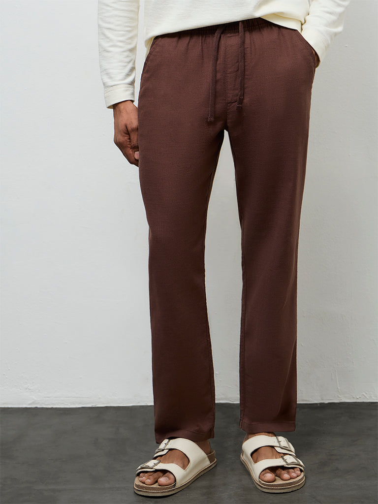 ETA Brown Relaxed-Fit Mid-Rise Cotton Chinos
