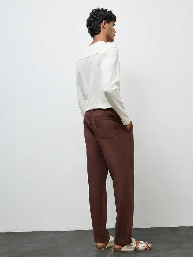 ETA Brown Relaxed-Fit Mid-Rise Cotton Chinos