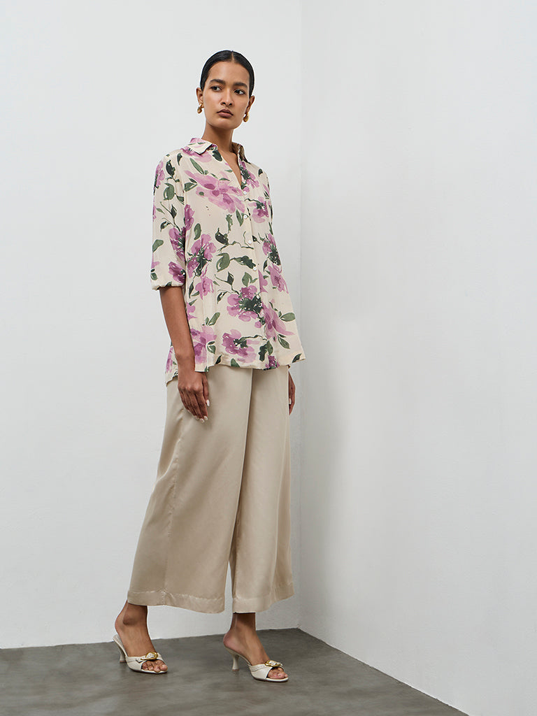 Zuba Taupe Solid Pants
