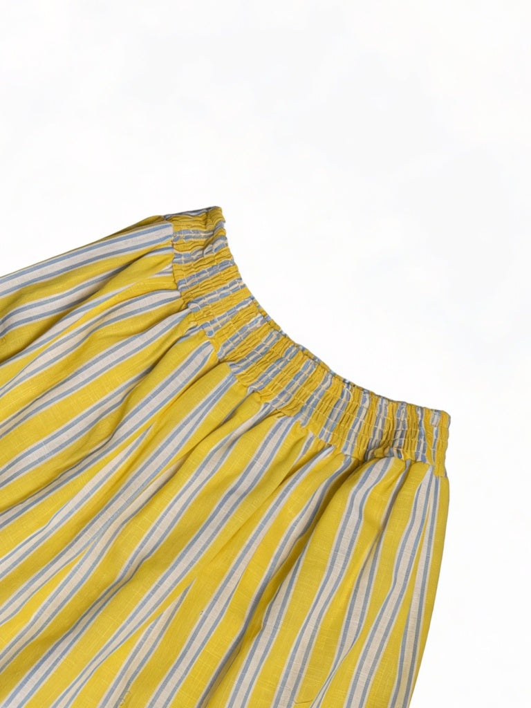 Utsa Kids Girls Yellow Striped Cotton Flared Skirt - (8-14 yrs)